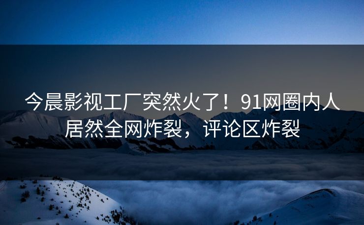今晨影视工厂突然火了！91网圈内人居然全网炸裂，评论区炸裂